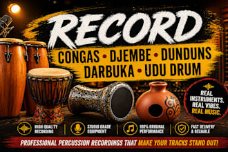 record professional percussion drums congas djembe dunduns darbuka udu drum