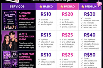 crio convites personalizados estilo kpop