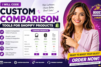 code custom compaision tools for shopify products