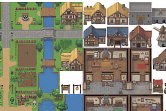 do pixel art tile set pixel sprite sheet pixel animation pixel background artist