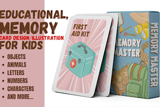 design printable illustrative flashcards educational learning card game for kids