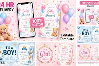 design cute baby shower invitation or gender reveal card