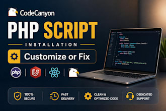 do customization of active ecommerce, 6ammart, and install any codecanyon script