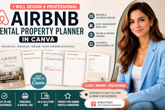 design a professional airbnb rental property planner in canva