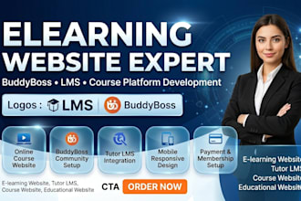 create an elearning website and buddyboss learning community app