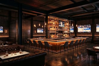 design and render interior cafe, restaurant, coffe shop and lounge projects