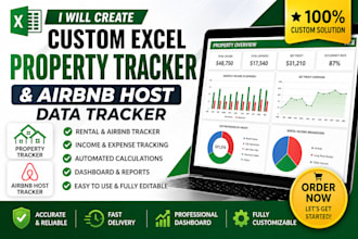 build excel rental property tracker, airbnb host data sheet, automated dashboard