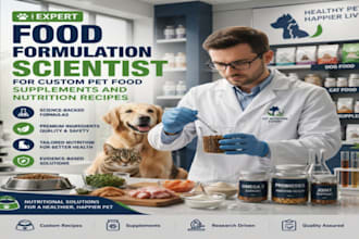 create custom scientific and homemade pet food supplement and nutrition recipes