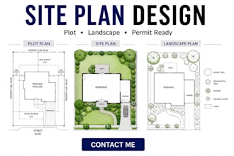 draft 2d site plan, plot plan and landscape plan for city permit using autocad