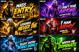 design viral gaming thumbnails for pubg, free fire, and cod