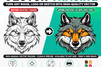 convert hand drawn sketche and image into precise vector files ai, eps, svg, PDF