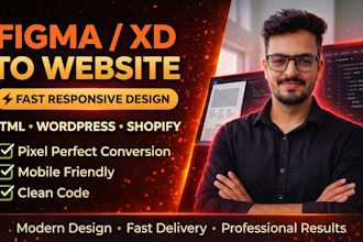 convert figma or xd design to HTML, wordpress or shopify website