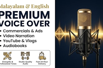 provide a professional malayalam voice over for your videos