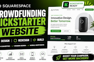 build squarespace crowdfunding campaign website kickstarter landing page design