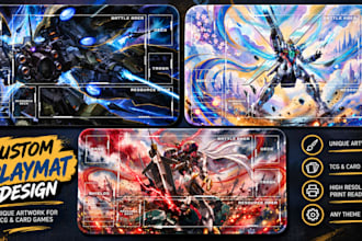 draw custom tcg playmat, anime and fantasy card game artwork