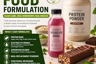 develop food formulations protein bars, powders, electrolytes, hydration drinks