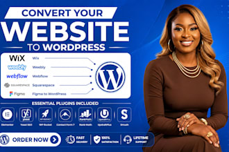 convert clone or transfer wix, weebly, webflow, squarespace to wordpress website