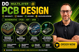 do multilayer pcb design, esp32, arduino, and iot circuit with schematic, usb