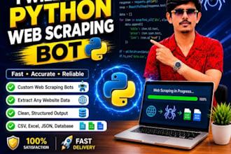 build python web scraper, selenium bot and data extraction tool