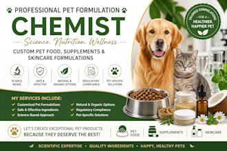 formulate pet skin care ,pet food and supplement formulation chemist