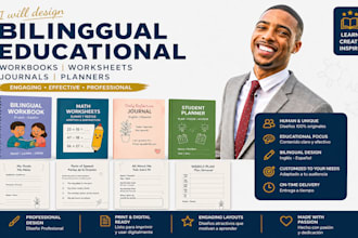 design bilingual english workbooks, worksheets, journals educational planner