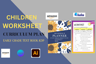 design children worksheet curriculum plan, kdp activity book, syllabus textbook