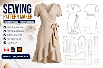 be your sewing pattern maker for custom clothing, PDF patterns,pattern gradings
