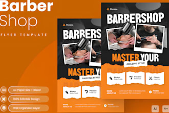design professional barbershop hair salon beauty spa flyer price list menu