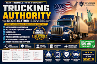 register dot number, mc authority, boc3, ucr and full trucking company setup USA