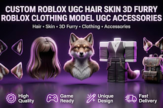 custom roblox ugc hair skin 3d furry roblox clothing model ugc accessories