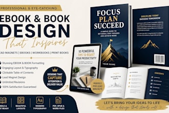 design ebook and book formatting, lead magnet, ebook cover and layout design