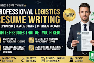 write a logistics, supply chain, procurement, warehouse ats optimized resume