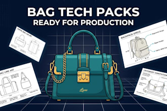 create bag sketch, flat sketch, handbag, backpack, tote bag, custom bag design