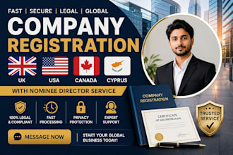 company registration in UK, USA, canada, argentina, cyprus with nominee director