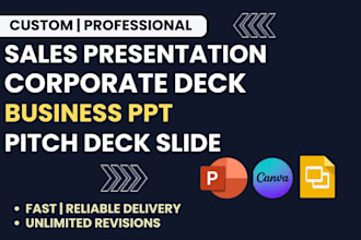 design custom corporate presentation, business powerpoint and pitch deck slide