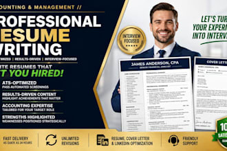 write a financial banking accounting investment marketing management ats resume
