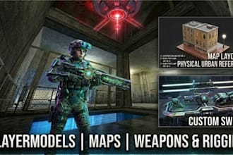 create custom gmod map, player model, and weapons, or hammer editor, garrys mod