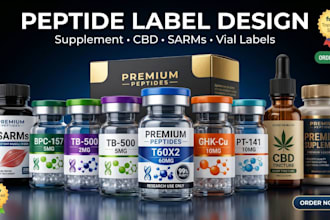 product label design peptides 3d vial mockup peptide label supplement labels cbd