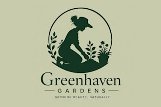 draw silhouette of a woman gardening mascot logo design service