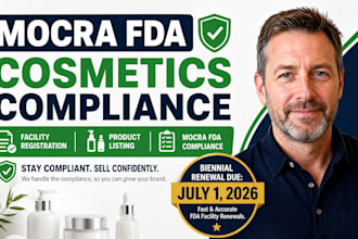 provide mocra fda cosmetics compliance, facility registration, product listing