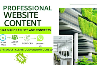 write professional website content for homepage about us and services pages