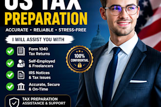 prepare US tax returns, 1040 filing and tax support