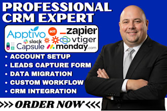 setup zapier integration monday sales capsule vtiger act apptivo crm automation