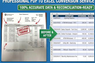 clean up messy data and do bank reconciliation