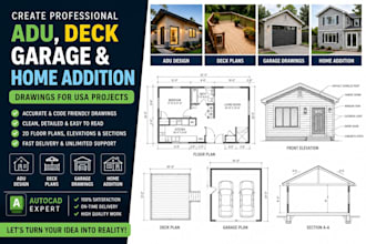 create adu deck garage and home addition drawings USA projects