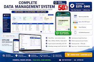 build custom offline web app data management reports export