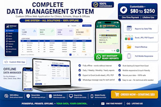 build custom offline web app data management reports export