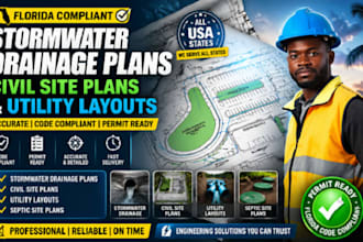 design florida stormwater drainage plans, civil site plans, and utility layouts