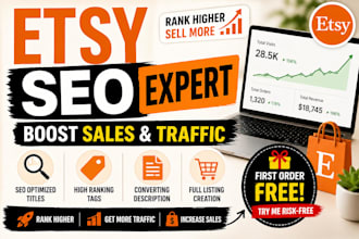 setup your etsy shop, SEO listings and optimize store for sales