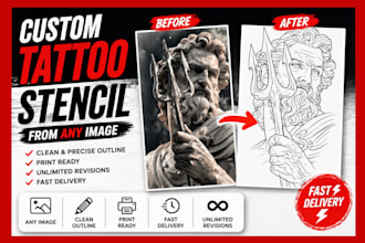 create high quality tattoo stencil from any design or photo